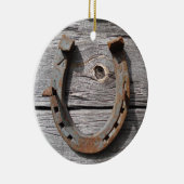 Rural Rusty Hoefijzer Hanging Xmas Pendant Keramisch Ornament (Rechts)