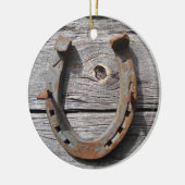 Rural Rusty Hoefijzer Hanging Xmas Pendant Keramisch Ornament (Links)