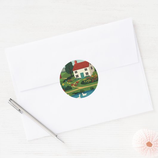 Rural town ronde sticker (Envelop)