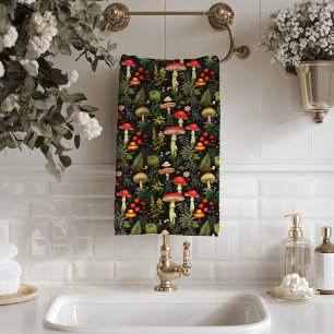 Rurale Badhanddoek Paddenstoelen in Warme Kleuren Bad Handdoek