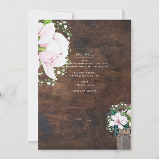 Rurale bloem katholieke huwelijksmis bruiloft kaart (Achterkant)