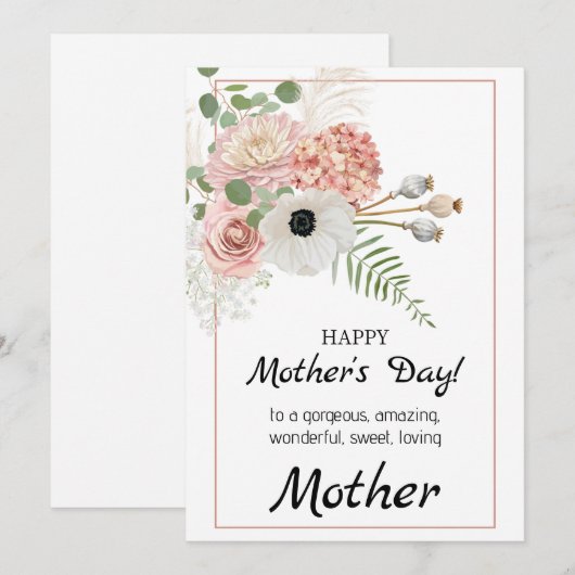 Rurale bloemen Moederdagkaart – Samen bloeien Feestdagenkaart (Voorkant / Achterkant)