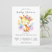 Rurale Giraffe Baby Shower Printables Kaart (Staand voorkant)