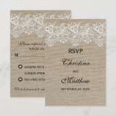 Rurale Jute en Kant Trouw RSVP Kaart (Voorkant / Achterkant)