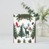 Rurale kerstkaart met bosdieren plat Holiday (Staand voorkant)