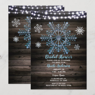 Rurale Kerstsneeuwvlokken & Lichtjes Bruidsfeest Kaart