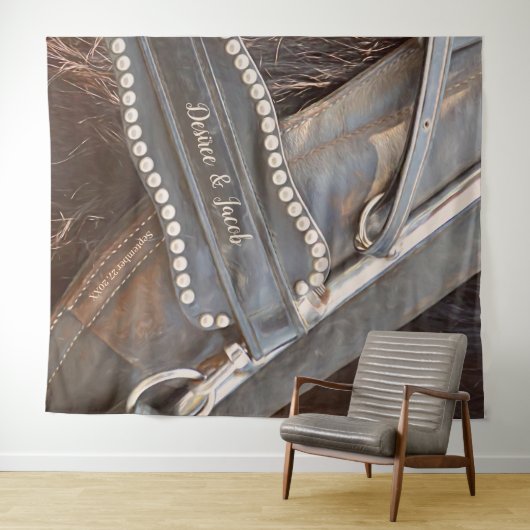 Rurale Westerse Paarden Foto Booth Achtergrond Wandkleed (In Situ (horizontaal))