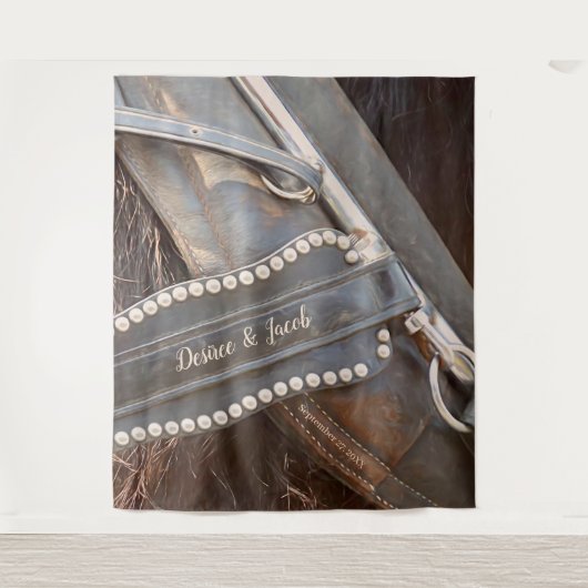 Rurale Westerse Paarden Foto Booth Achtergrond Wandkleed (Voorkant)