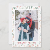 Rurale Winter Kerst Bloemstuk 2 Foto Bruiloft Save The Date (Achterkant)