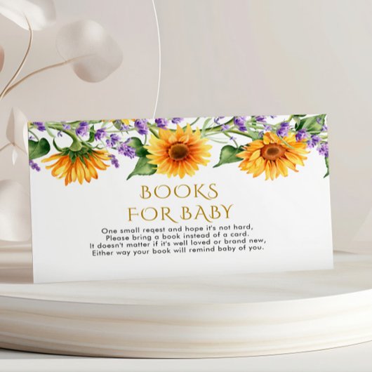 Rurale Zonnebloemen & Lavendel Boek voor Babykaart Informatiekaartje