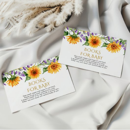 Rurale Zonnebloemen & Lavendel Boek voor Babykaart Informatiekaartje