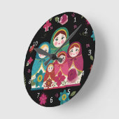 Rus Dolls Black Ronde Klok (Hoek)