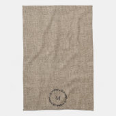 Rus laurier krans boerderij stijl monogram theedoek (Verticaal)