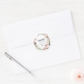 Rusbruine Roze Bloemen Doop Bedankt Ronde Sticker (Envelop)
