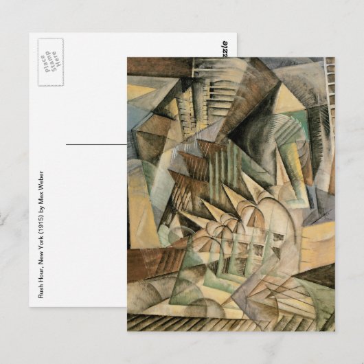 Rush Hour, New York door Max Weber, Cubisme Briefkaart (Voorkant / Achterkant)