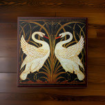 Rush Iris Crane Duo Tegeltje<br><div class="desc">Duo witte Kraanvogels met gouden gevoerde vleugels</div>