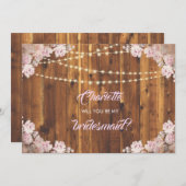 Rushige bloem lichtsnoeren Houten bruidsmeisje kaa Kaart (Voorkant / Achterkant)