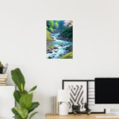 Rushing Mountain Stream Poster (Thuiskantoor)