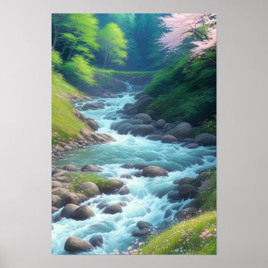 Rushing Mountain Stream Poster (Voorkant)