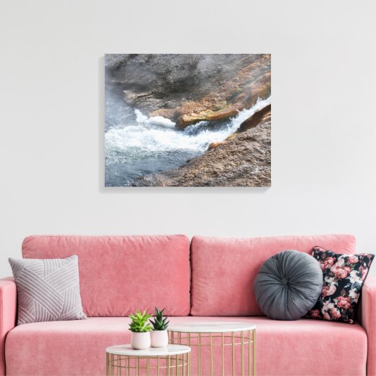 Rushing Waterfall Rocks Yellowstone Water Canvas Afdruk (Insitu (Woonkamer))