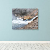 Rushing Waterfall Rocks Yellowstone Water Canvas Afdruk (Insitu (Houten vloer))