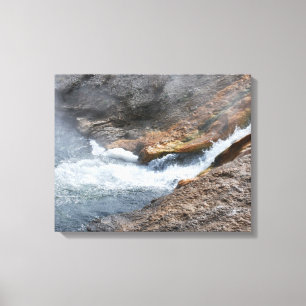 Rushing Waterfall Rocks Yellowstone Water Canvas Afdruk