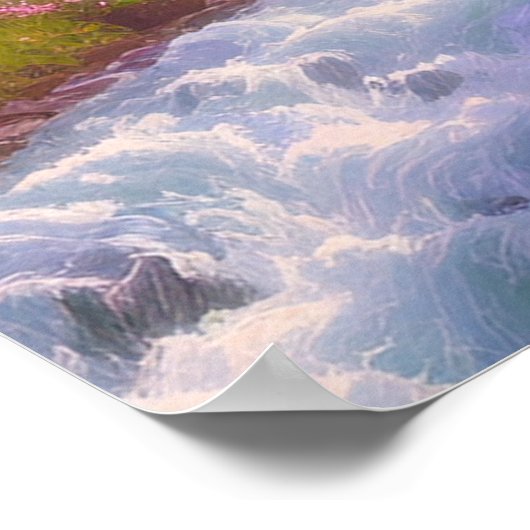 Rushing Waters en Blossoming Fields Poster (Hoek)