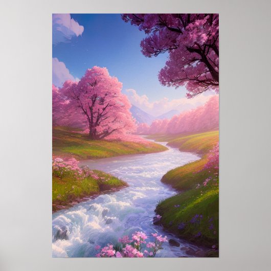Rushing Waters en Blossoming Fields Poster (Voorkant)