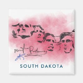Rushmore South Dacota National Memorial Drawing Magneet