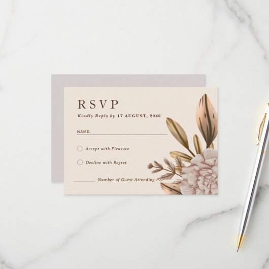 Rusic Elegance Floral Wedding RSVP Response Card (Voorkant / Achterkant in situ)