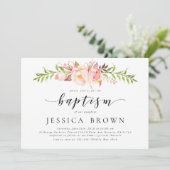 Rusic Floral, Waterverf Peony Baptism Kaart (Staand voorkant)