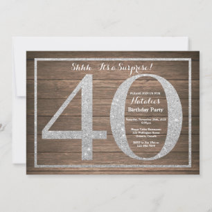 Rusic Surprise 40th Birthday Invitation Silver Kaart