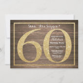 Rusic Surprise 60th Birthday Invitation Gold Kaart (Voorkant)