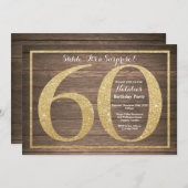 Rusic Surprise 60th Birthday Invitation Gold Kaart (Voorkant / Achterkant)