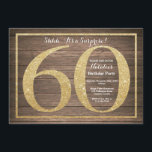 Rusic Surprise 60th Birthday Invitation Gold Kaart<br><div class="desc">Rustic Surprise 60th Birthday Invitation. Gold Glitter Birthday Party nodigt uit met Rustic Wood Background. Verrassende verjaardag. Volwassen verjaardag. Mannen of Vrouwen Bday Bash Party. Voor verdere aanpassing,  te klikken gelieve de knoop "van de Aanpassing het"en ons ontwerphulpmiddel te gebruiken om deze sjabloon te wijzigen.</div>