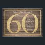 Rusic Surprise 60th Birthday Invitation Gold Kaart<br><div class="desc">Rustic Surprise 60th Birthday Invitation. Gold Glitter Birthday Party nodigt uit met Rustic Wood Background. Verrassende verjaardag. Volwassen verjaardag. Mannen of Vrouwen Bday Bash Party. Voor verdere aanpassing,  te klikken gelieve de knoop "van de Aanpassing het"en ons ontwerphulpmiddel te gebruiken om deze sjabloon te wijzigen.</div>
