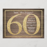 Rusic Surprise 60th Birthday Invitation Gold