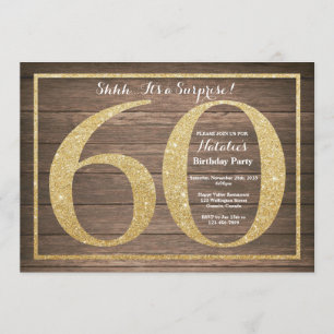Rusic Surprise 60th Birthday Invitation Gold Kaart