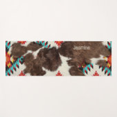 Rusic Zuidwest Western Koeienhuid turquoise Yogamat (Voorkant (horizontaal))