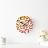 Rusitc Dog schildert afdrukken op vierkante vlakke Ronde Klok (Huis)