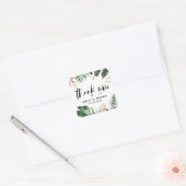 Rusitc Gold Foil Tropical Leaves Weddenschap Harte Vierkante Sticker (Envelop)