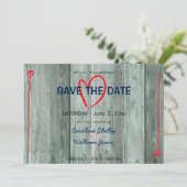 Rusitc Red Heart en Wood Save the Date (Staand voorkant)
