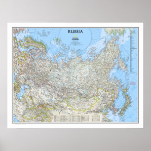 " Rusland: 2012/cadeau - Gedetailleerde wandkaart  Poster
