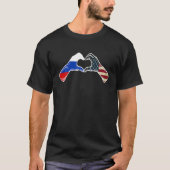Rusland Amerikaans VS Vlag VS Russisch hart T Shir T-shirt (Voorkant)
