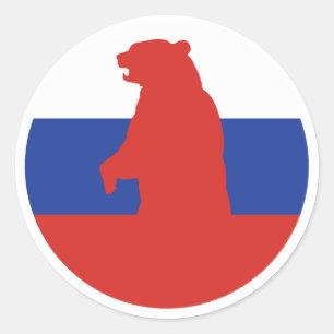 Rusland Beer Russische nationale dierenvlag Ronde Sticker