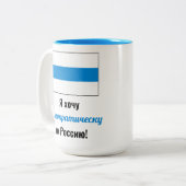 Rusland Democratisch Russisch - Wit Blauw Wit Vlag Tweekleurige Koffiemok (Voorkant links)