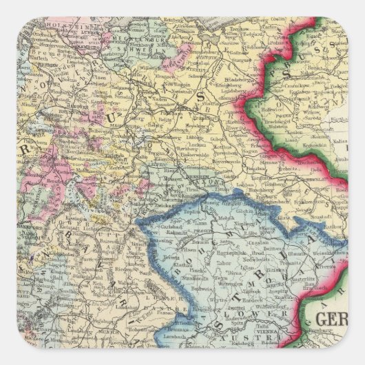 rusland en de duitse staten vierkante sticker (Voorkant)