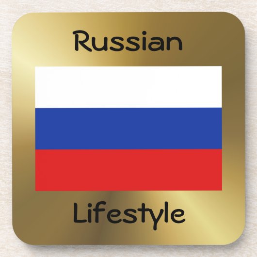 Rusland Flag+Text Onderzetter (Voorkant)