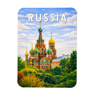Rusland Illustratie Reis Kunst Vintage Magneet