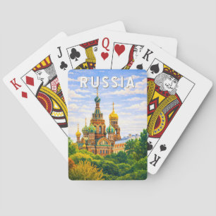 Rusland Illustratie Reis Kunst Vintage Pokerkaarten